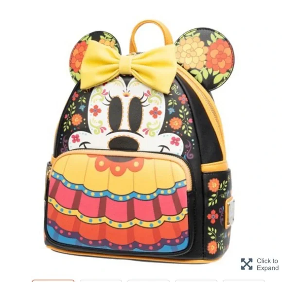 Loungefly Minnie Mouse Dia de los Muertos Sugar Skull Mini-Backpack - Picture 4 of 9